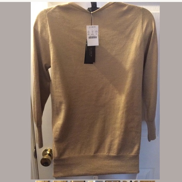 NWT J. CREW Collection Gold Beige Sweater Knit Buttons Cashmere Metallic Scoop - Picture 5 of 8